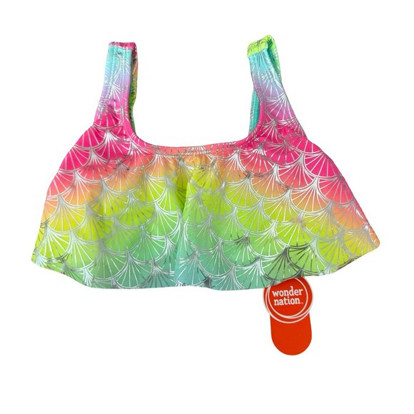 Wonder Nation Girls Flounce Shimmer Ombre Mermaid Scale Swim Top – Size XS (4-5) - Picture 1 of 3